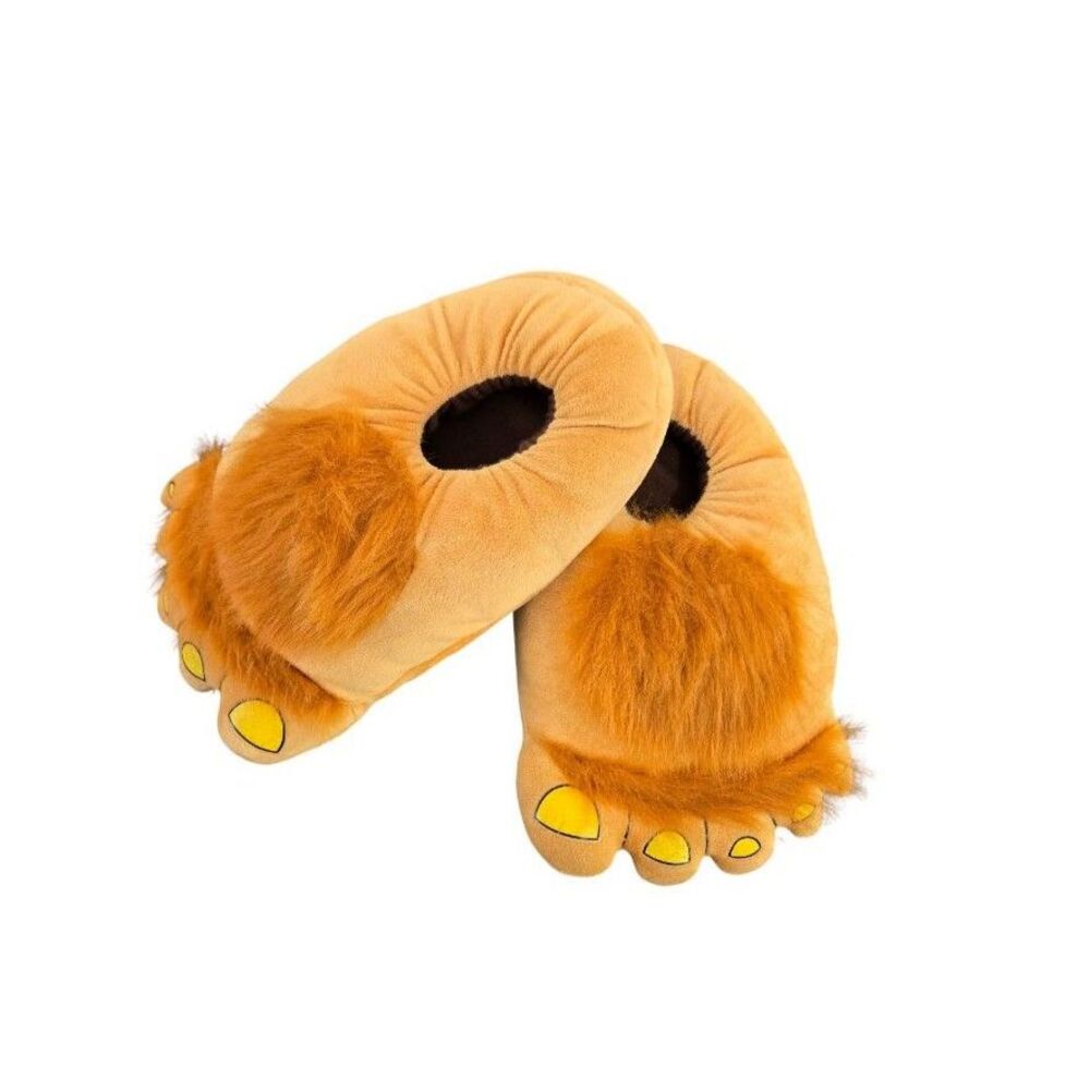 Gorilla Faux Furr Slippers Unisex 8/9 Brown Winter Cozy Costume
